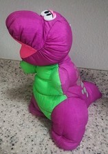 Vintage Fisher Price Dino T-Rex Purple Dinosaur, Squeeze Tail Sound. Barney Toy