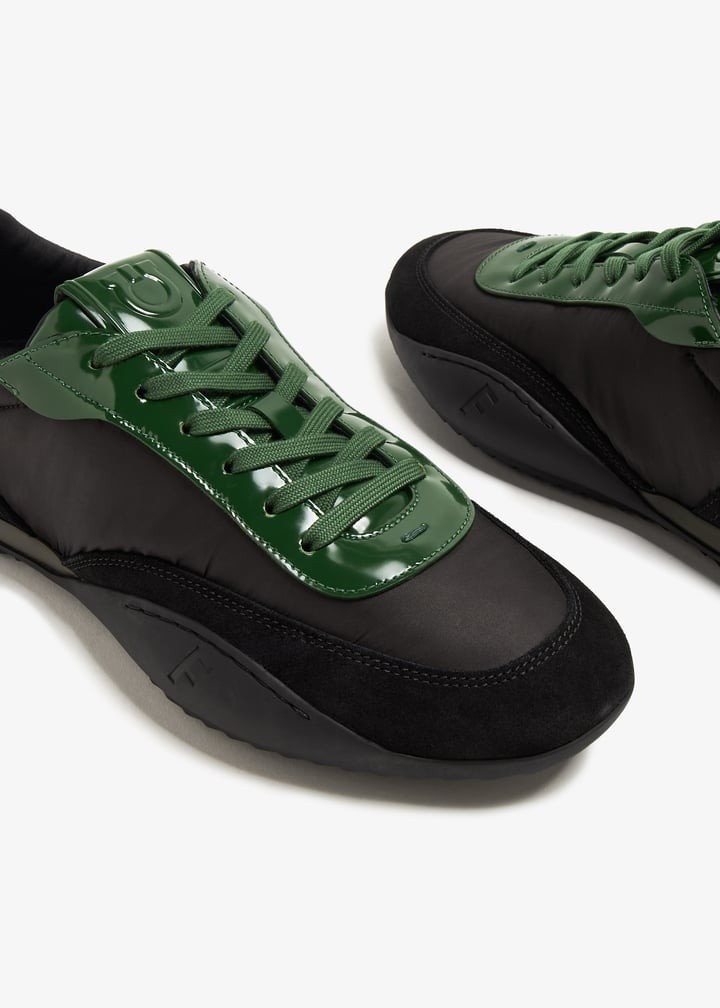 Salvatore Ferragamo Men's Detroit Patent Leather Nylon Low Top
