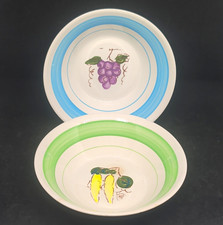Vintage Hand-painted Action Korea Soup Bowls, Peas and Grapes Set of 2