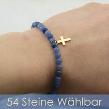 Kreuz Armband Gold Silber - Edelstahl - 54 Steine - Geschenk Konfirmation Kommun