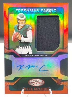 2025 Panini Certified Kyle McCord FBC-KMD Auto Orange 085/249 (RC)