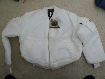 Original Alpha Industries MA-1 Bomberjacke weiß LARGE MADE IN USA Bomber Jacke