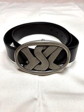 Yves Saint Laurent Reversible Leather Belt Antique YSL Logo Buckle Black Brown
