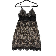 Victoria's Secret Babydoll Gown Womens Small Black Lace Floral Slip Lingerie