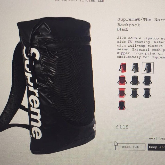 supreme north face camo backpack