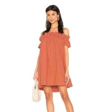 Free People Size Small Perpetual Sunset Orange Sophie Off the Shoulder Dress