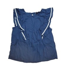 Banana Republic Womens Tops Ruffle Sleeveless Blouse Navy Blue Size S NWT