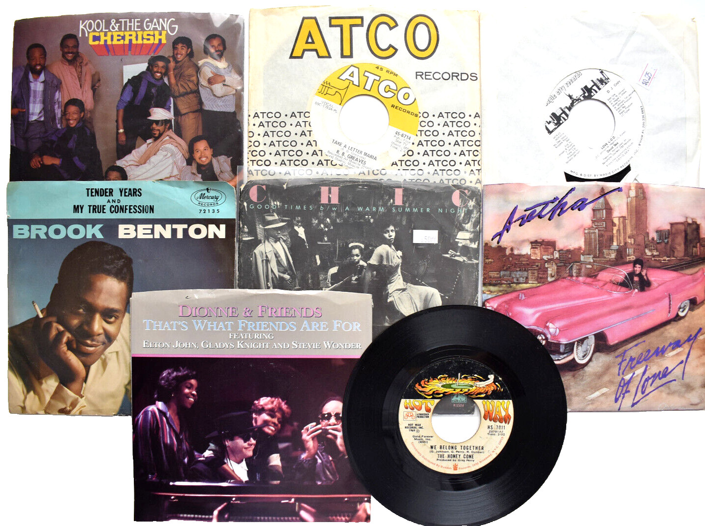 LOT OF 8 RNB SOUL MICHAEL JACKSON BROOK BENTON CHIC 45 7" VINYL RECORD