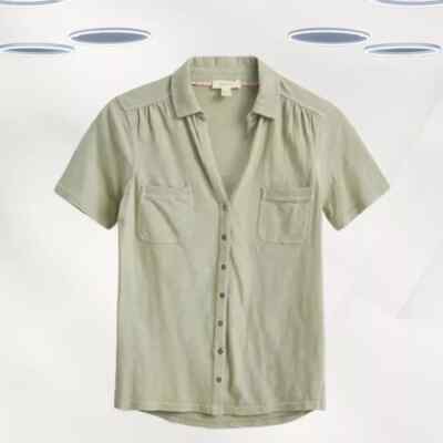 Ex White Stuff Damen Kurzarm Jersey Shirt mit Tasche in Dusty Green