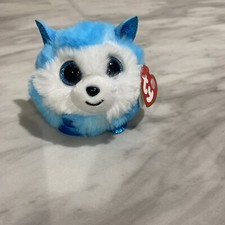 TY Puffies Collection Prince the Blue Husky Plush 3" round plush