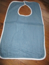 3 EACH NEW ADULT TERRY CLOTH BIBS WASHABLE EASY STICKY CLOSURES BLUE BRAND NEW