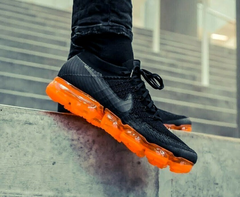 orange and black vapormax flyknit