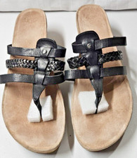 UGG Layback sandals women Sz 10 Thong slide black leather Shearling lined