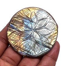 Natural Multi Fire Labradorite Hand Carved Round Shape Cabochon Loose Gemstone