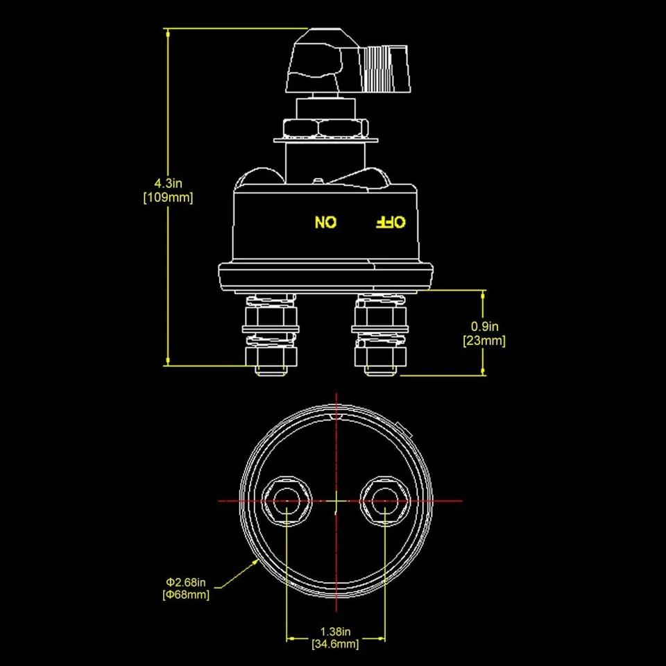 NUEVO INTERRUPTOR DE DESCONEXIÓN DE BATERÍA MAESTRA DE 125 AMP 2 POSTS SPST KILL CUT ON OFF Foto 3 de 4