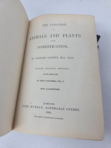 Variation of Animals & Plants Under Domestication 2 Vols Charles Darwin HC 1888 - Picture 5 of 7