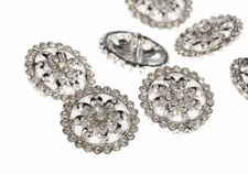 CraftbuddyUS DB16-17s 10pcs Faceted Crystal Buttons Diamante Silver Rhinestone