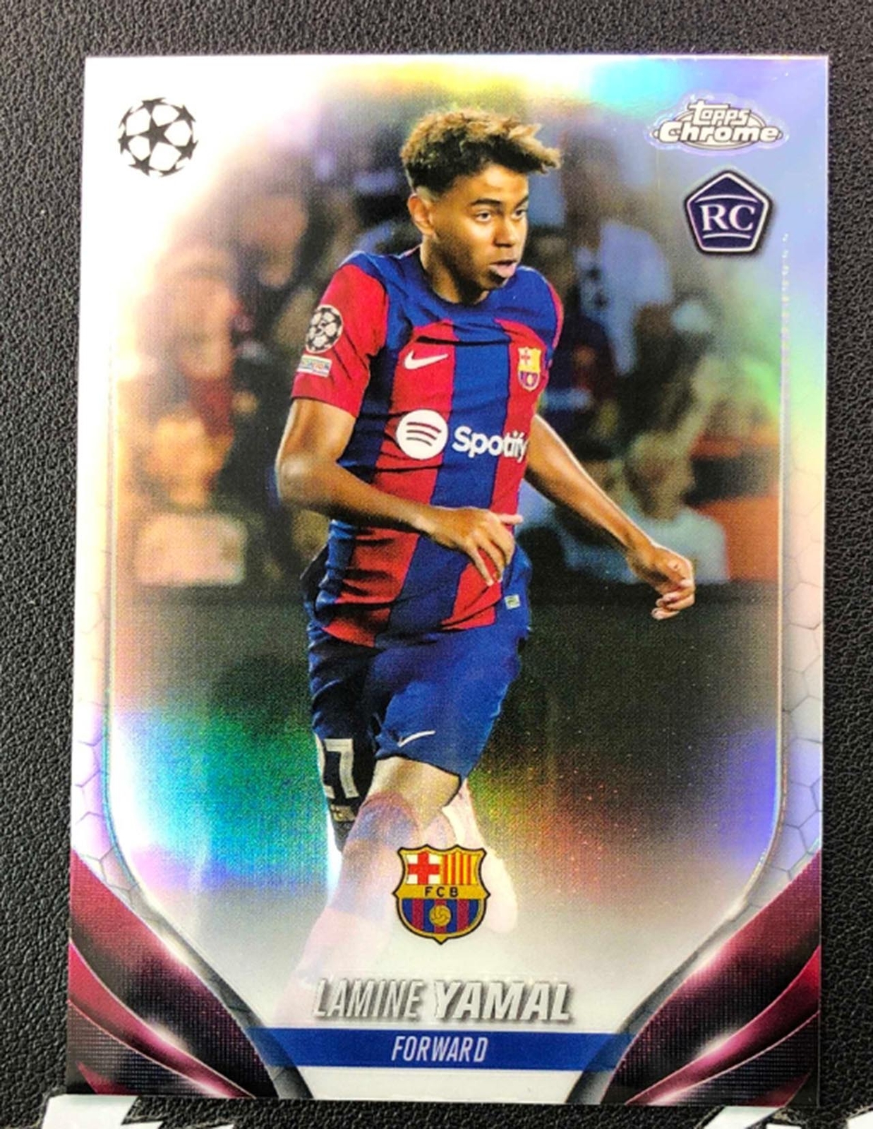 Lamine Yamal 2023-24 Topps Chrome UEFA Refractor Rookie Card #64