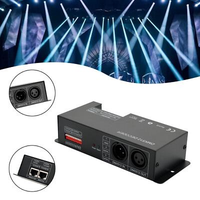 4 Channel DMX 512 Decoder RGBW PWM Dimmer Driver LED Strip Light Controller US