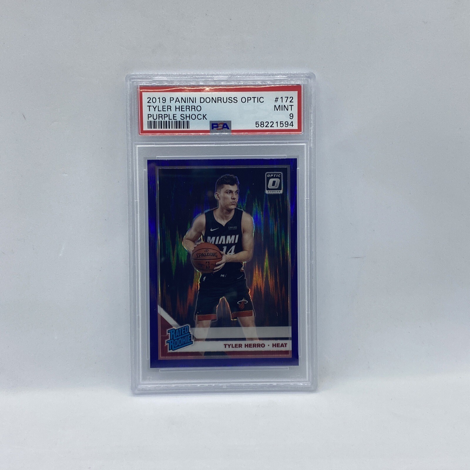 2019-20 Panini Donruss Optic Tyler Herro Purple Shock Prizm Rookie RC #172 PSA 9