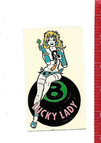 original Vintage IMPKO water decal Lucky Lady pin up motorcycle Rat Rod