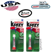 Krazy Glue Instant strong Glue crazy fast Tube All Purpose 0.07oz. Tube (2 Pack)