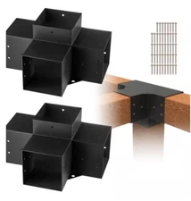 VEVOR Pergola Bracket Kit 6 in. x 6 in. 2-Piece 4-Way Heavy-Duty Corner Bracket