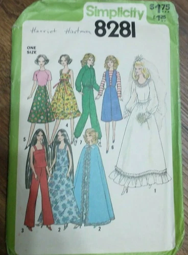 1977 Simplicity pattern 8281 Doll Wardrobe Patterns  Barbie 11 1/2”-12 1/2”