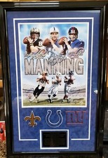 NICE Framed Suede Peyton Eli Archie Manning Autographed 16x20 Photo MM COA 39x25
