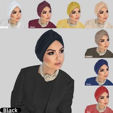 Muslim Women  Headwear Bonnet Cap Turban Hijab Beanies Hair Loss Chemo Hat 8Pcs