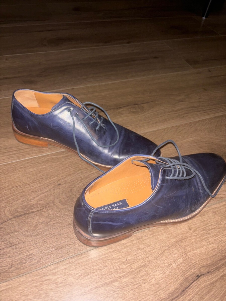 Cole Haan Williams Postman Plain Navy Blue Leather Oxfords  display picture 1