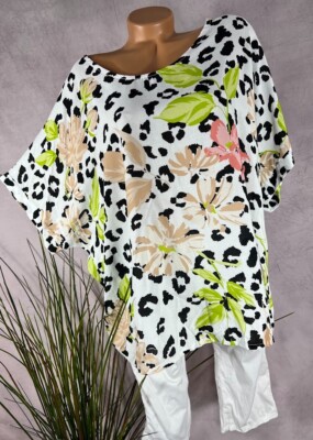 Breezy casual summer blouse short sleeve shirt Italy patterned M2 40 42 44