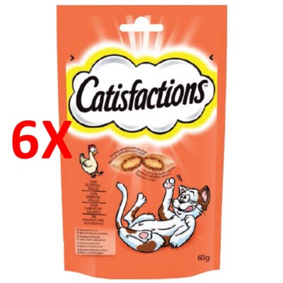 6 X Catisfactions With Tasty Chicken Bags 60 Gramm Katzenfutter