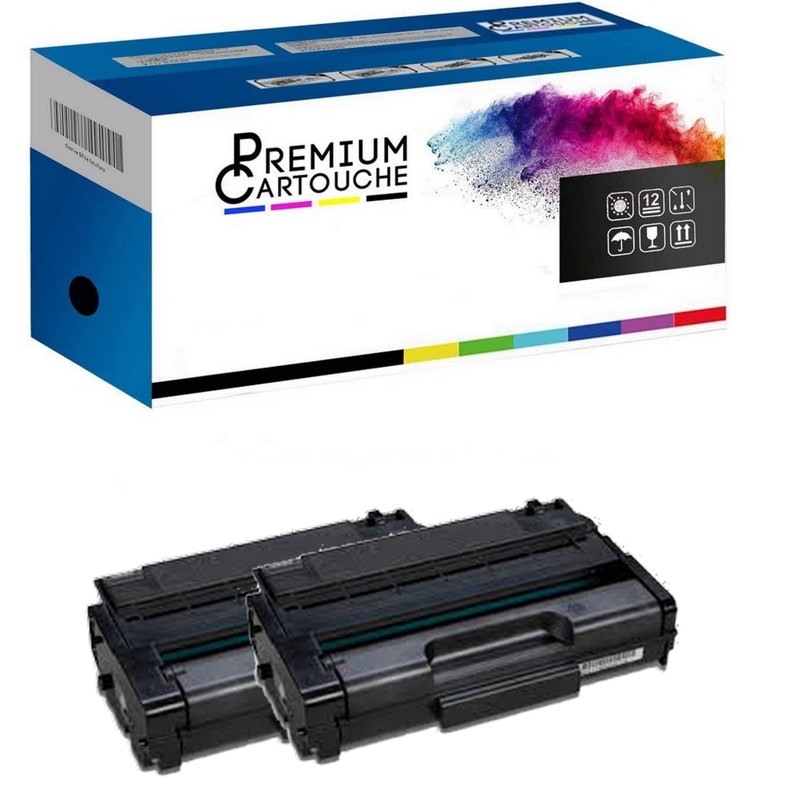 Toner 406956 noir haute densité pour des textes laser nets - Pack double Premium Cartouche