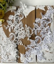 Spitzenapplikation Floral Hochzeit Kleid Spitze Brautkleid Abendkleid weiß ivory