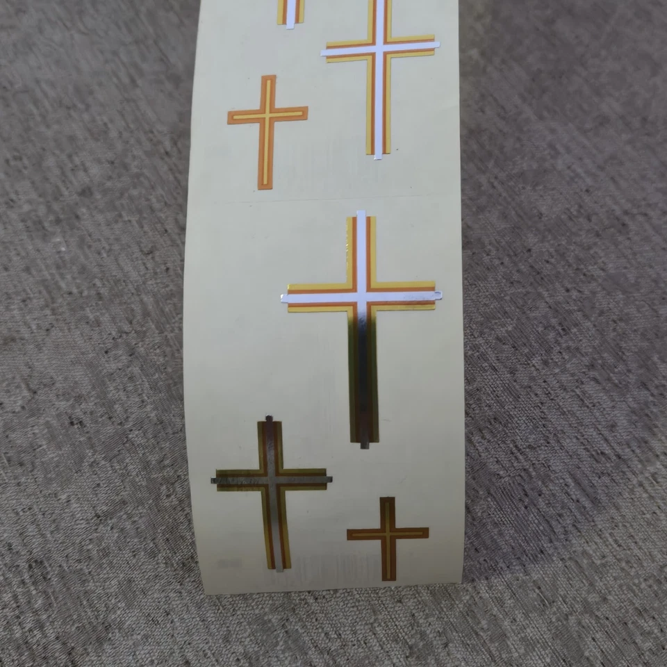 Mrs Grossman's Stickers Roll Cross Foil Metallic Religious 74 Strips Vintage 90s - Image 4 of 4