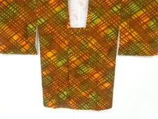 7280119: JAPANESE KIMONO / VINTAGE MICHIYUKI COAT / DIAGONAL GRID