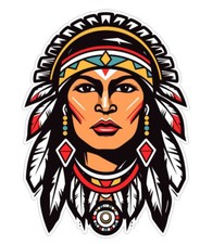 Native American Indian with headdress head dress Sticker Stickers Decal A999