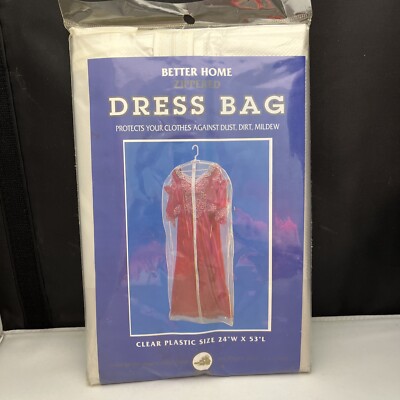 DRESS STORAGE BAG Zippered Dust Cover Clothes Plastic Protection 24 x53  NEW