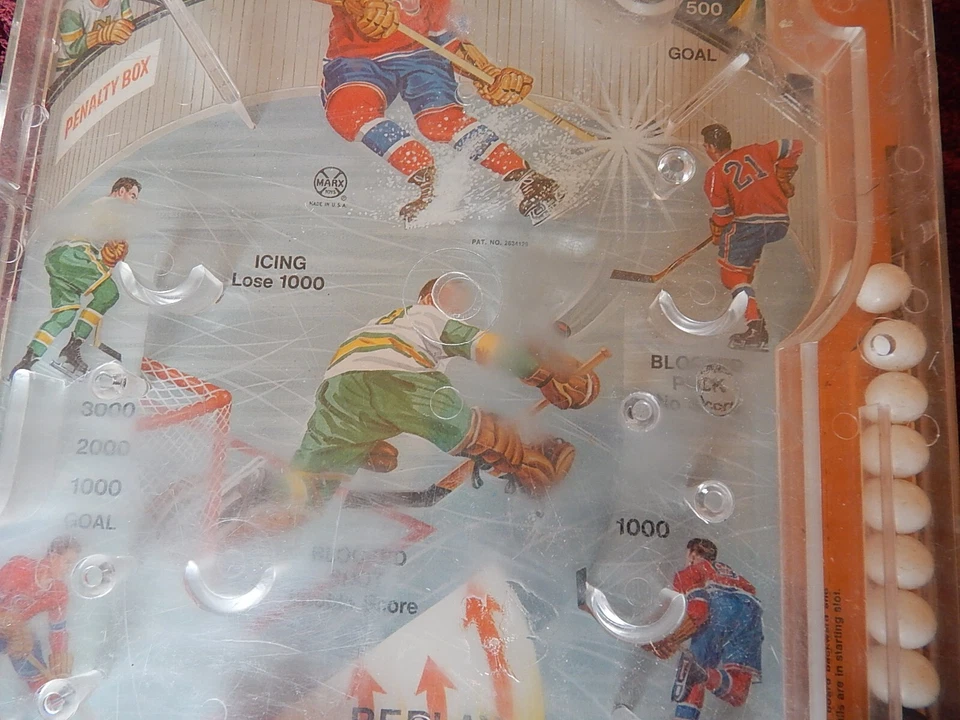 Vintage Marx Championship Hockey Table Top Pinball Game Tabletop NHL - Image 3 of 4