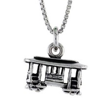 Colgante/dije de carro trolley de plata de ley 3D, cadena de caja italiana