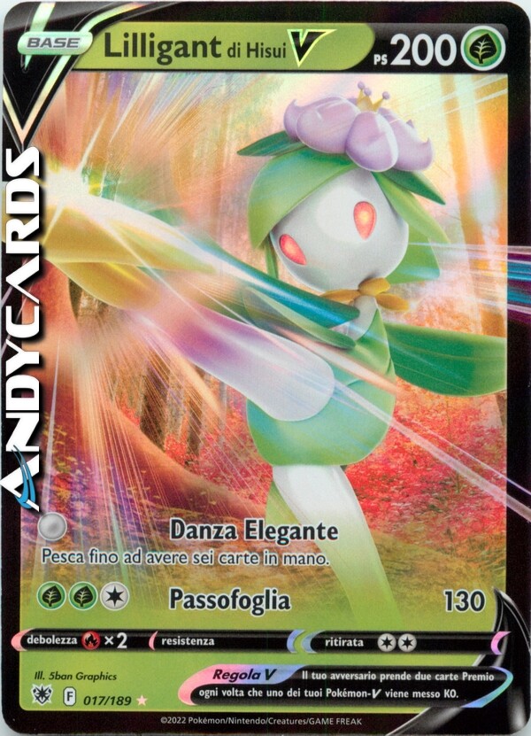 LILLIGANT DI HISUI V 017/189 • Rara Holo • Lucentezza