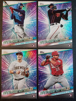 (4) 2024 Topps Stars of MLB Pete Crow-Armstrong RCs # SMLB-25,7,12,30 '' Cubs ''