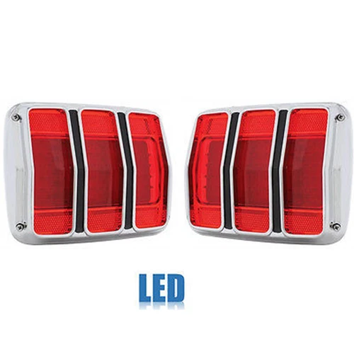 1964-1966 Ford Mustang Rear LED Tail Light Lamp Lens Assemblies Pair w/ Flasher - Picture 3 of 11