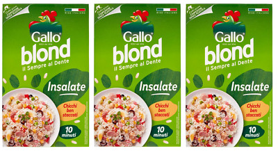3x Gallo Riso Blond Insalate,100% Italienischer Reis,Kochzeit 10 Minuten,1Kg