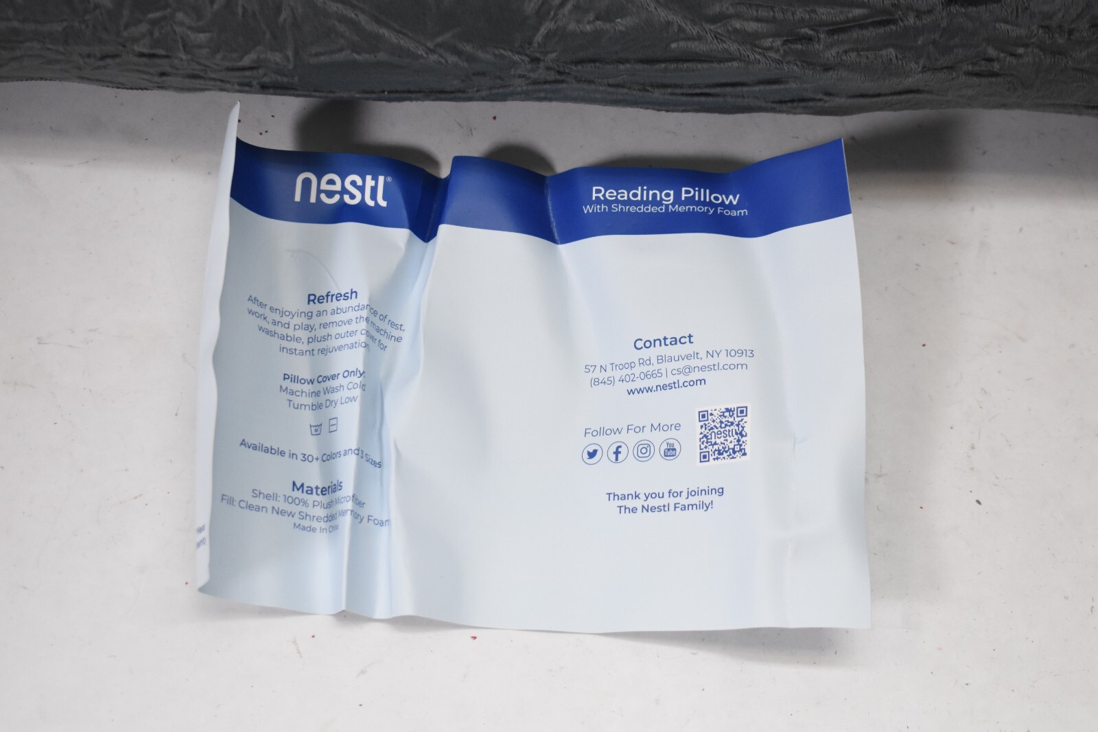 Nestl Reading Pillow Shredded Memory Foam Filling Back For Sitting Gray Bedding