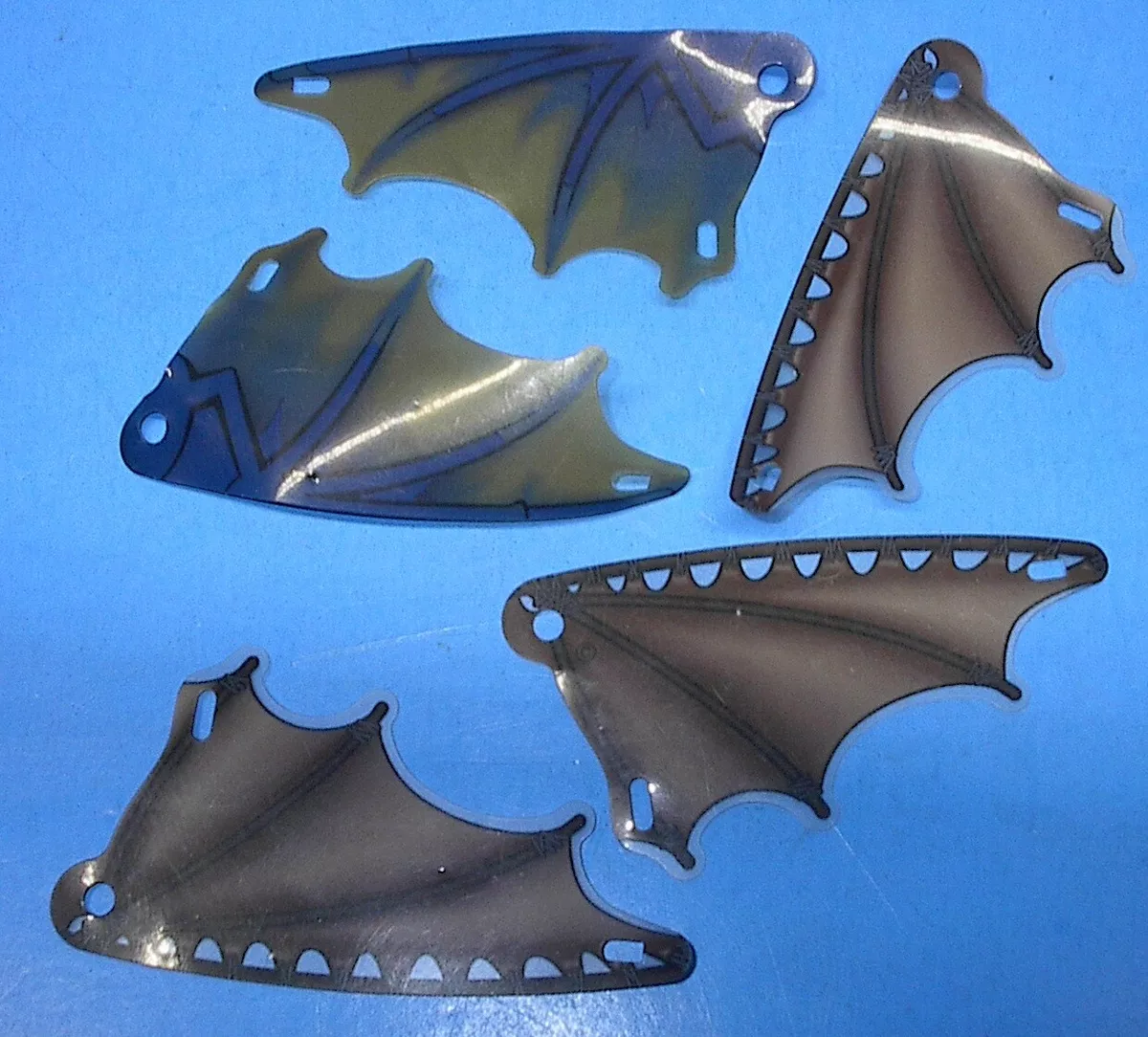 VINTAGE LEGO BIONICLE HERO FACTORY WARRIORS PARTS PIECES 3 BLK & 2 BLUE WINGS
