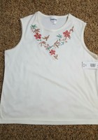 Ladies Sleeveless Top By Bon Worth Size Xl Ivory/salmon Ladies Sleeveless Top By Bon Worth Size Xl Ivory/salmon