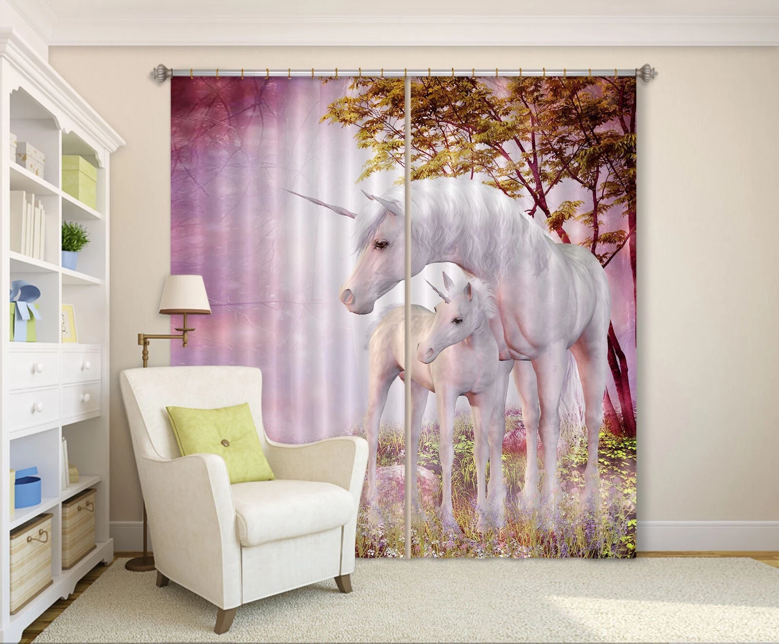 3D Unicorn Forest ZHUB359 Photo Curtain Window Blockout Fabric Amy 2023