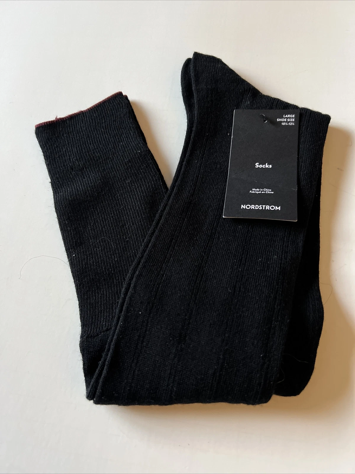 NORDSTROM MENS MERINO WOOL BLEND OVER CALF KNEE HIGH SOCKS BLACK LARGE NWT